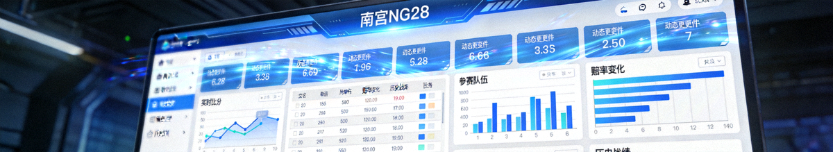 南宫NG28实时数据监控大屏，显示着复杂的比赛数据与图表